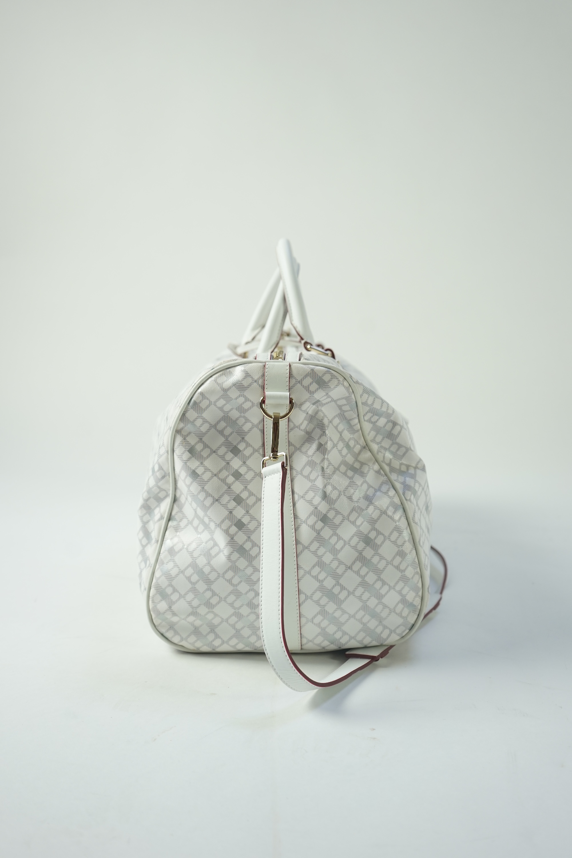 A large white monogram Bally weekend bag 'Berlinda' with red tiger detail